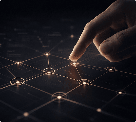 A network of connected nodes representing coordinated execution